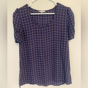 Maurices Short Sleeve Dress Work Shirt with Sleeve Detail Plaid